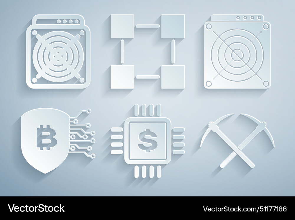 Set processor chip with dollar asic miner shield Set processor chip with dollar asic miner shield vector image
