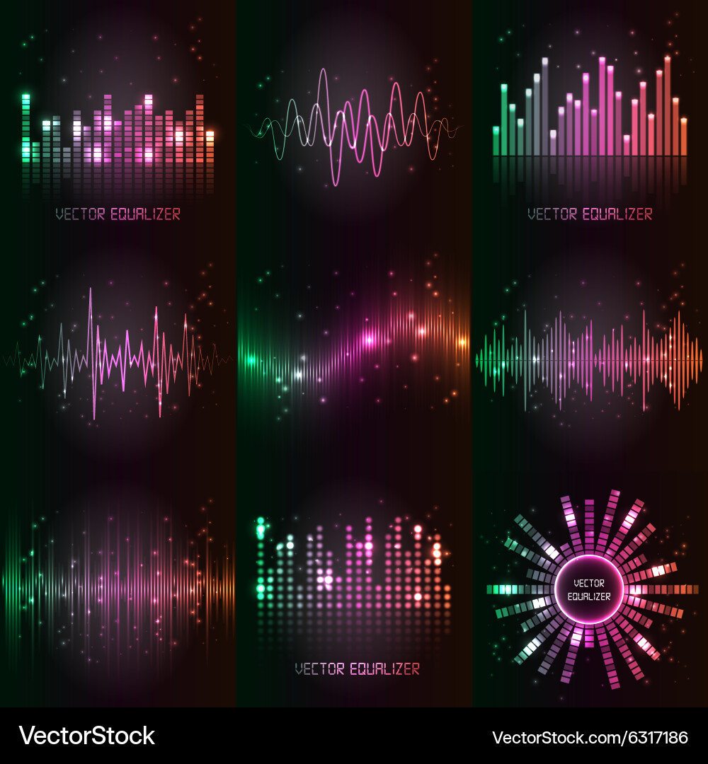 Sound waves set Royalty Free Vector Image - VectorStock