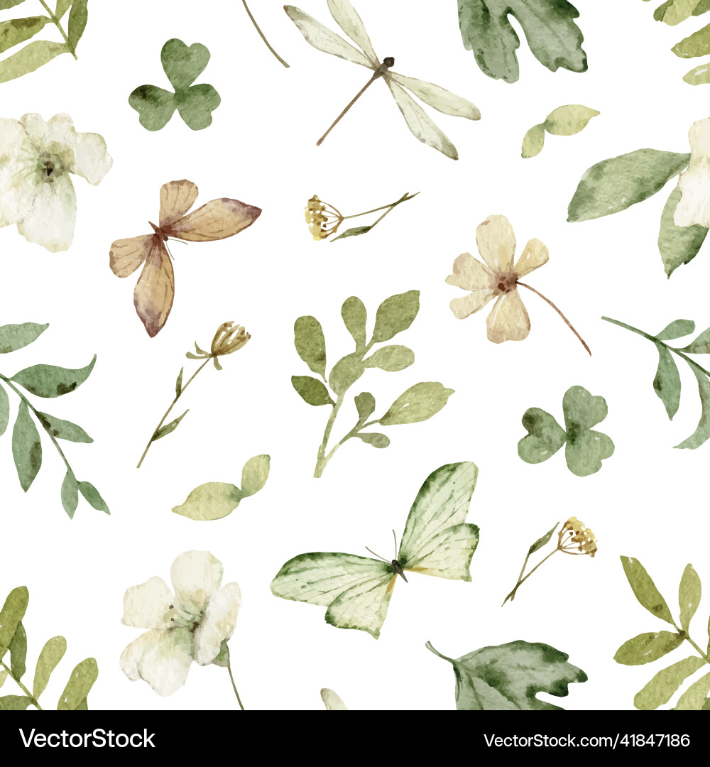 Watercolor seamless pattern with green Watercolor seamless pattern with green vector image