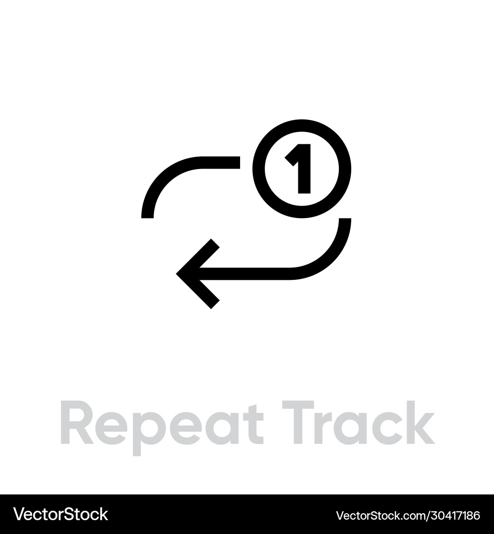 Wiederholen Sie Track-Musik-Player-Symbol editierbare Zeile Wiederholen Sie Track-Musik-Player-Symbol editierbare Zeile vektorbild