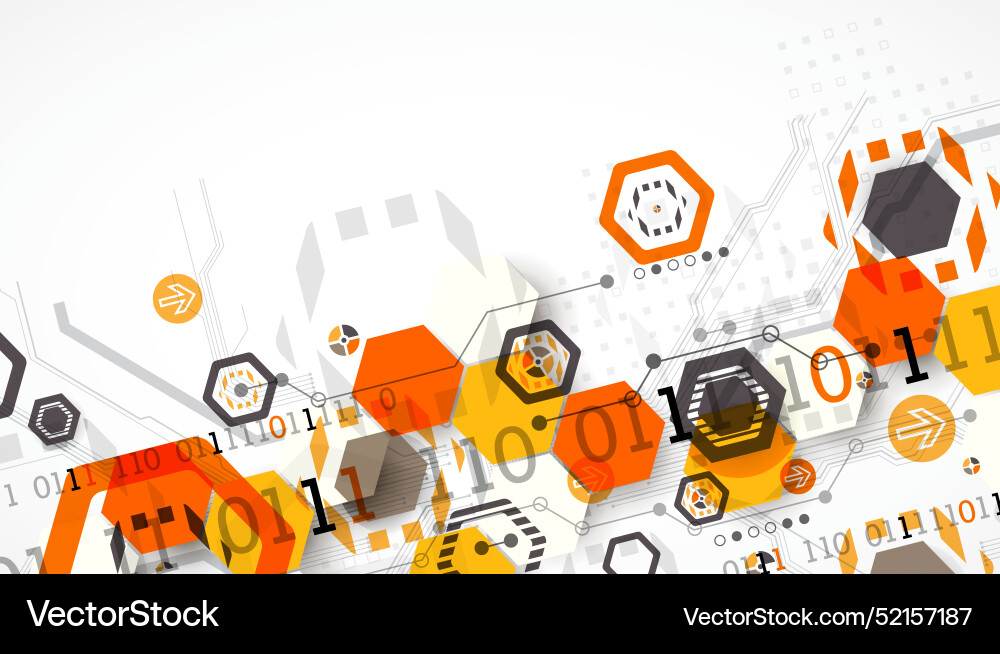 Abstract circuit board background with hexagons Abstract circuit board background with hexagons Vector Image