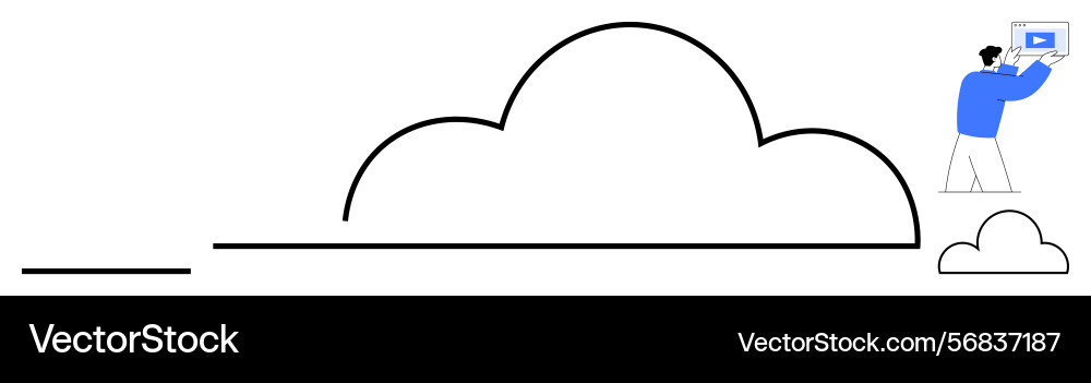 Cloud computing concept with person uploading data Cloud computing concept with person uploading data vector image