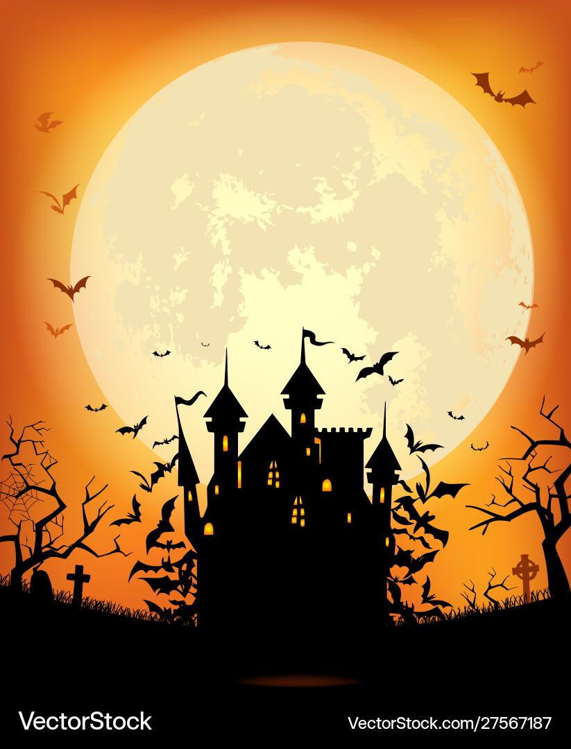 Halloween Castle Night Vector Image