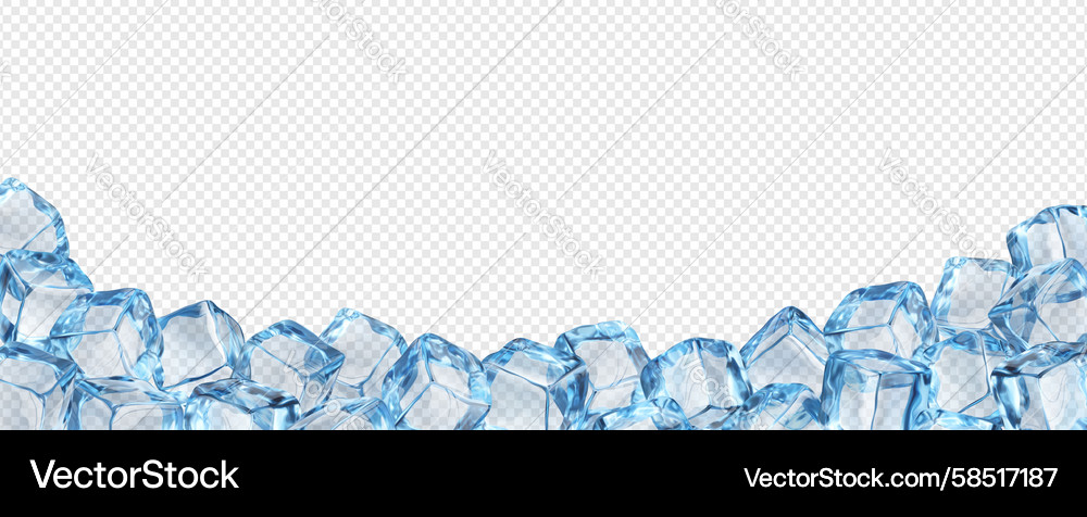 Realistic crystal ice cube blocks frame background Realistic crystal ice cube blocks frame background Vector Image
