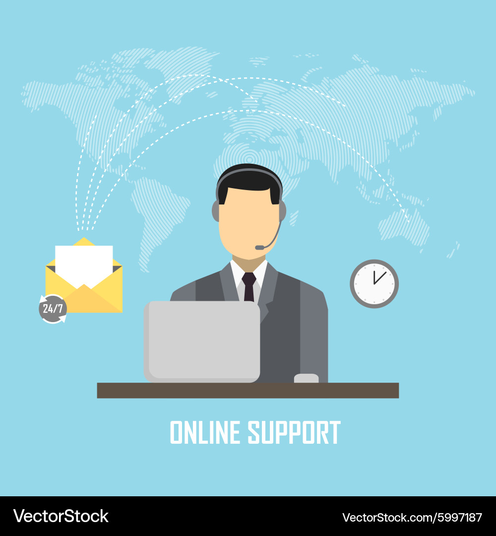 Support center operator service icons concept vector image