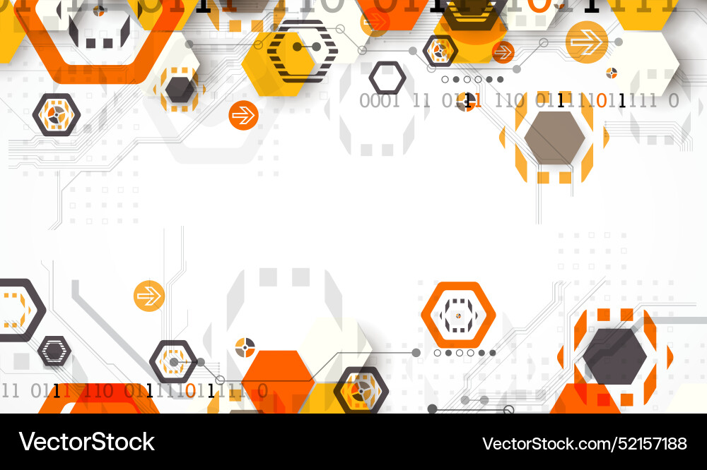 Abstract circuit board background with hexagons Vector Image