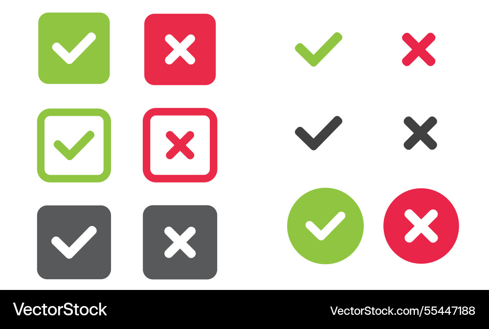 Check and wrong icons set of marks Vector Image