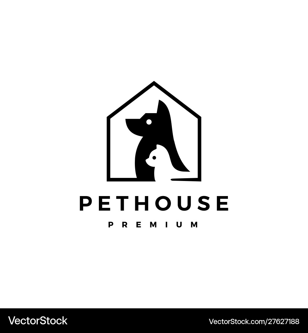 Dog cat pet house home logo icon Dog cat pet house home logo icon vector image