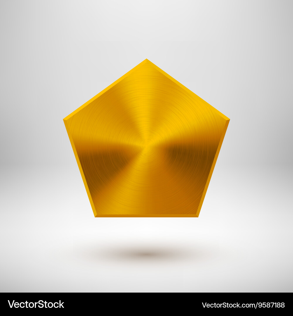 Gold abstract polygon button template vector image
