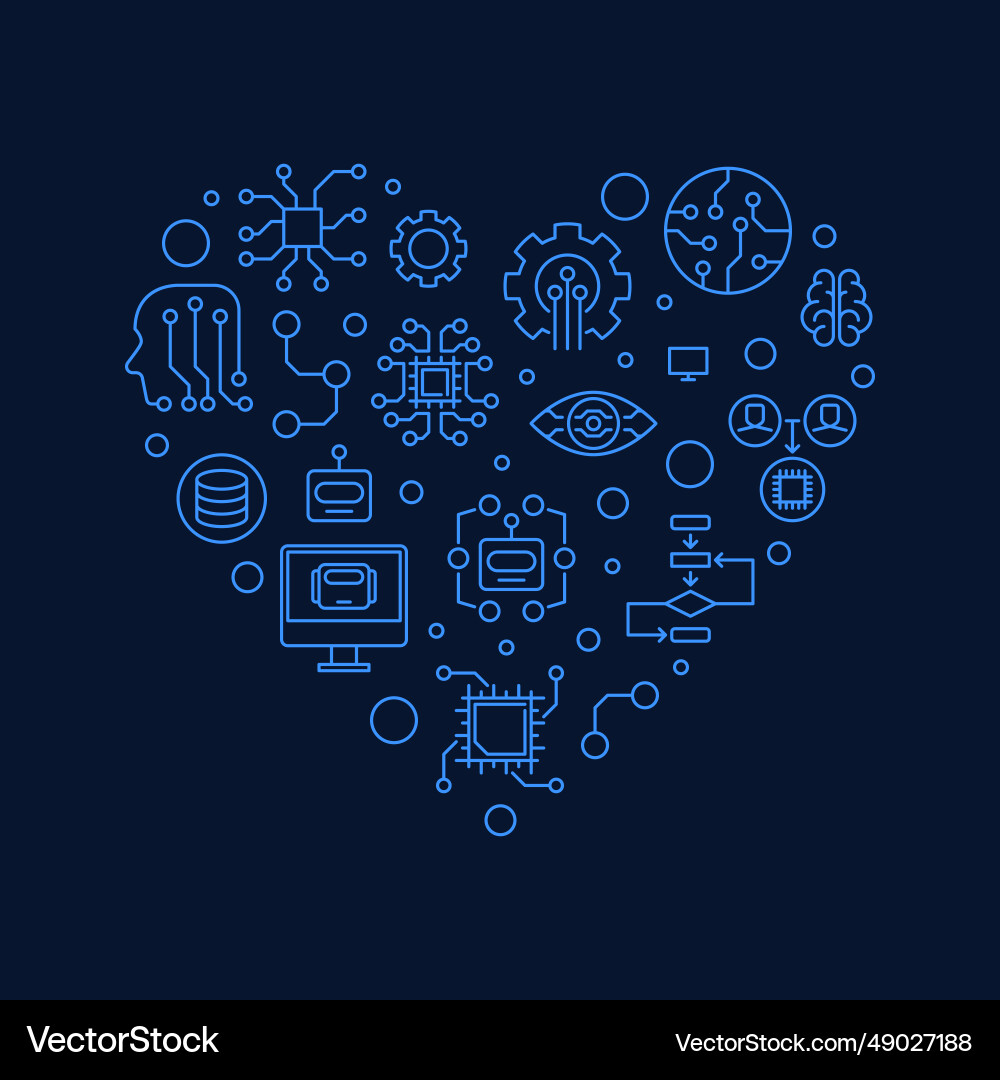 Machine learning technology - ml heart concept Machine learning technology - ml heart concept vector image