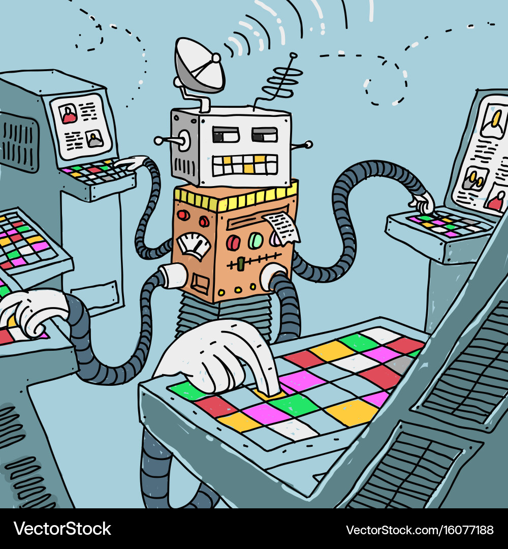 Robot Data Processing vector image