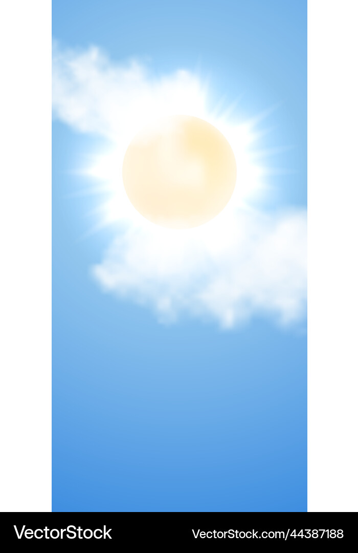 Sun shining through cloud in bright blue sky Sun shining through cloud in bright blue sky vector image