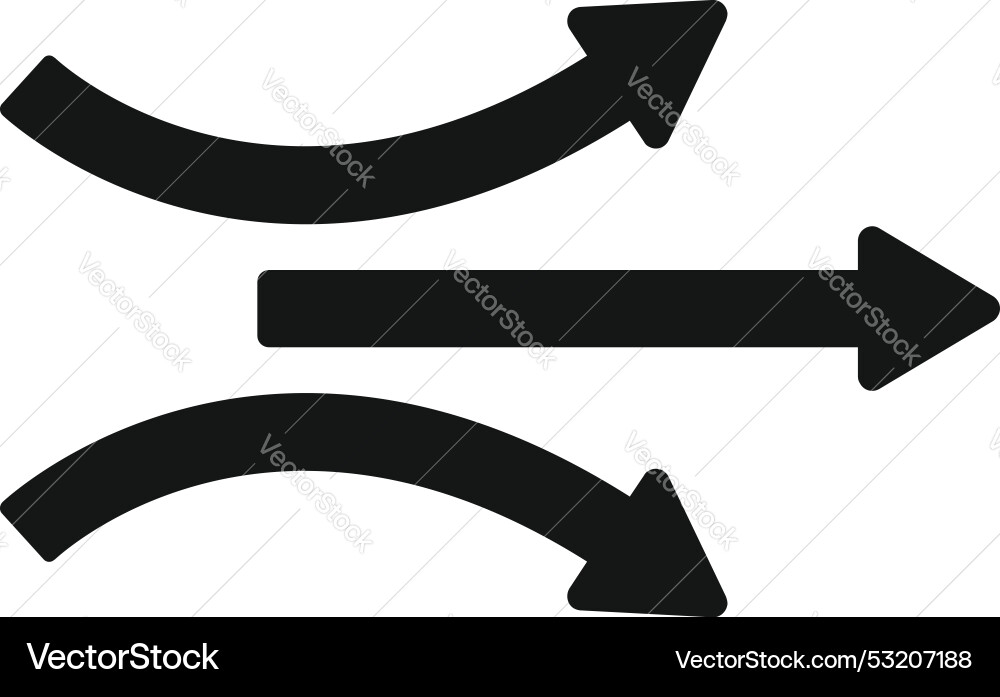 Three black arrows pointing in different Three black arrows pointing in different vector image