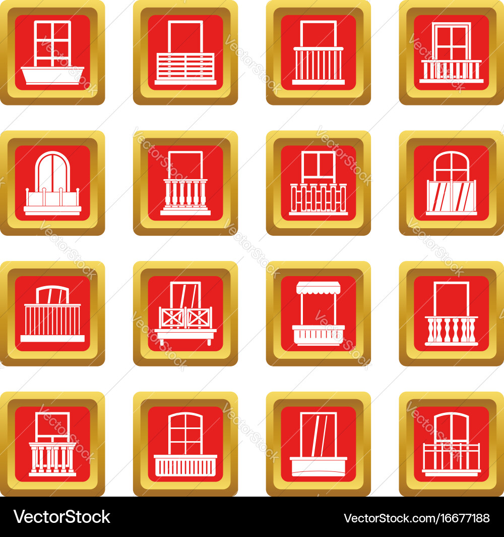 Window forms icons set red Vector Image