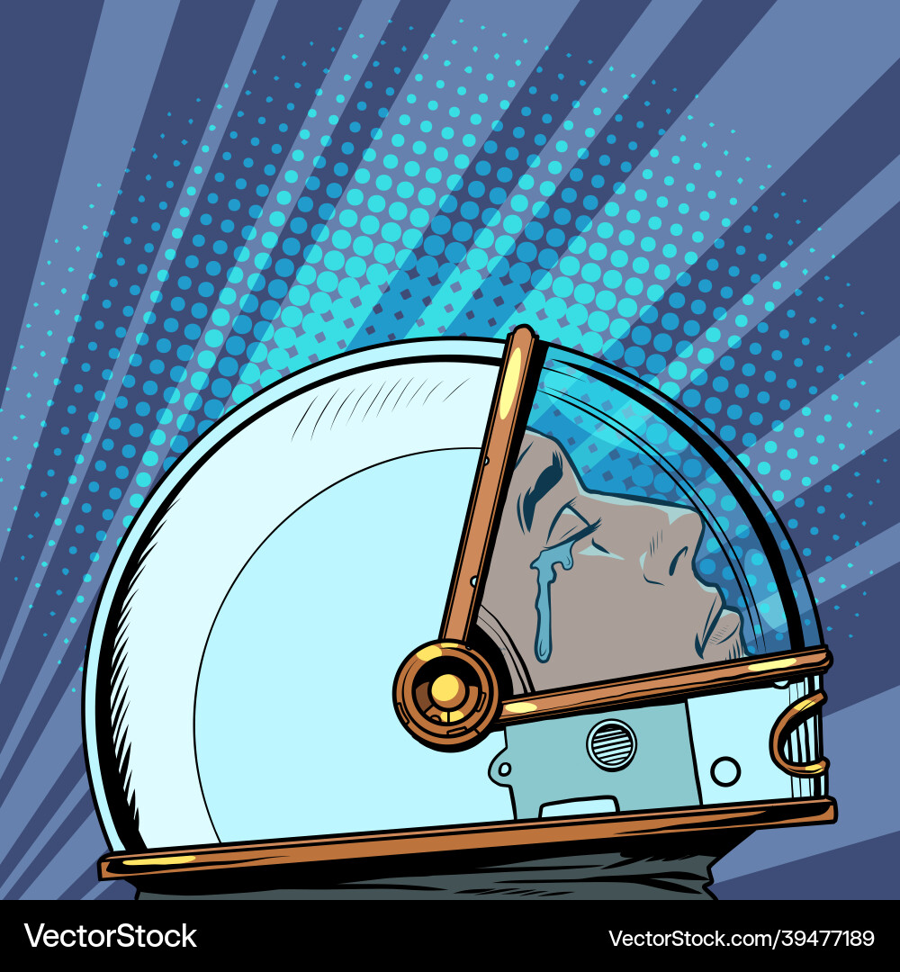 Crying Astronaut in Spacesuit Vector Image