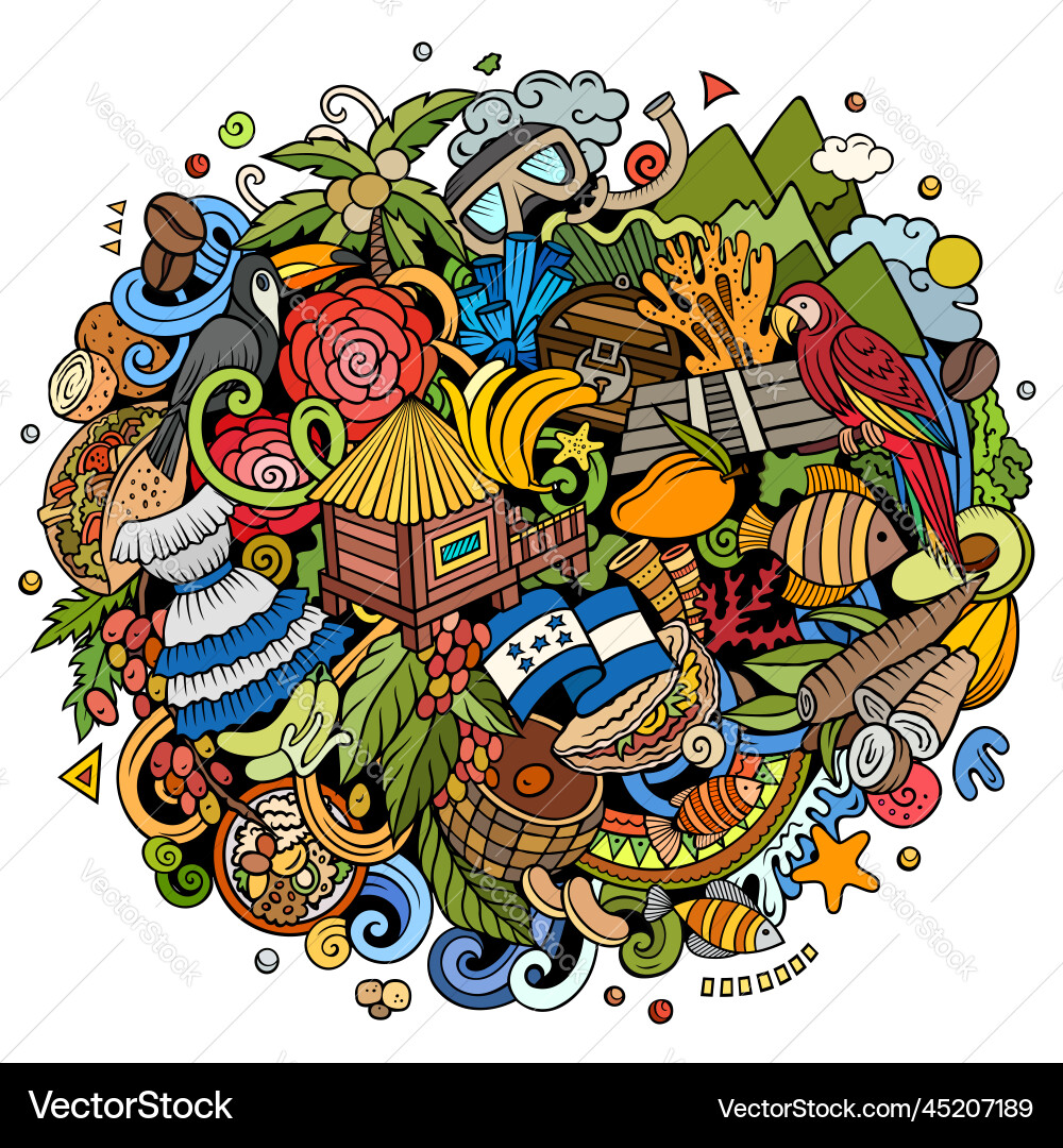 Honduras Cartoon doodle lustig Honduras Cartoon doodle lustig vektorbild