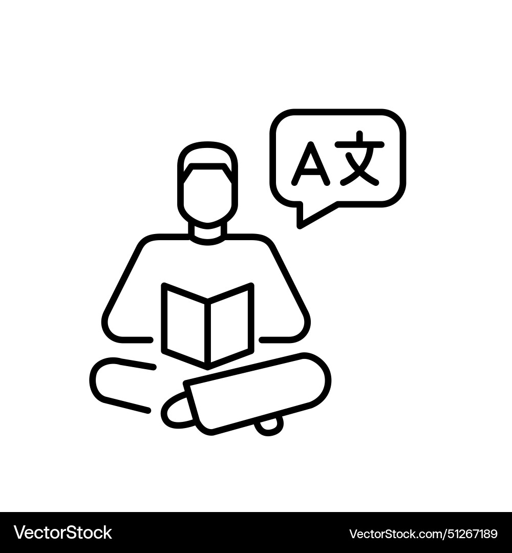 Man reading a book with language symbols speech Man reading a book with language symbols speech vector image
