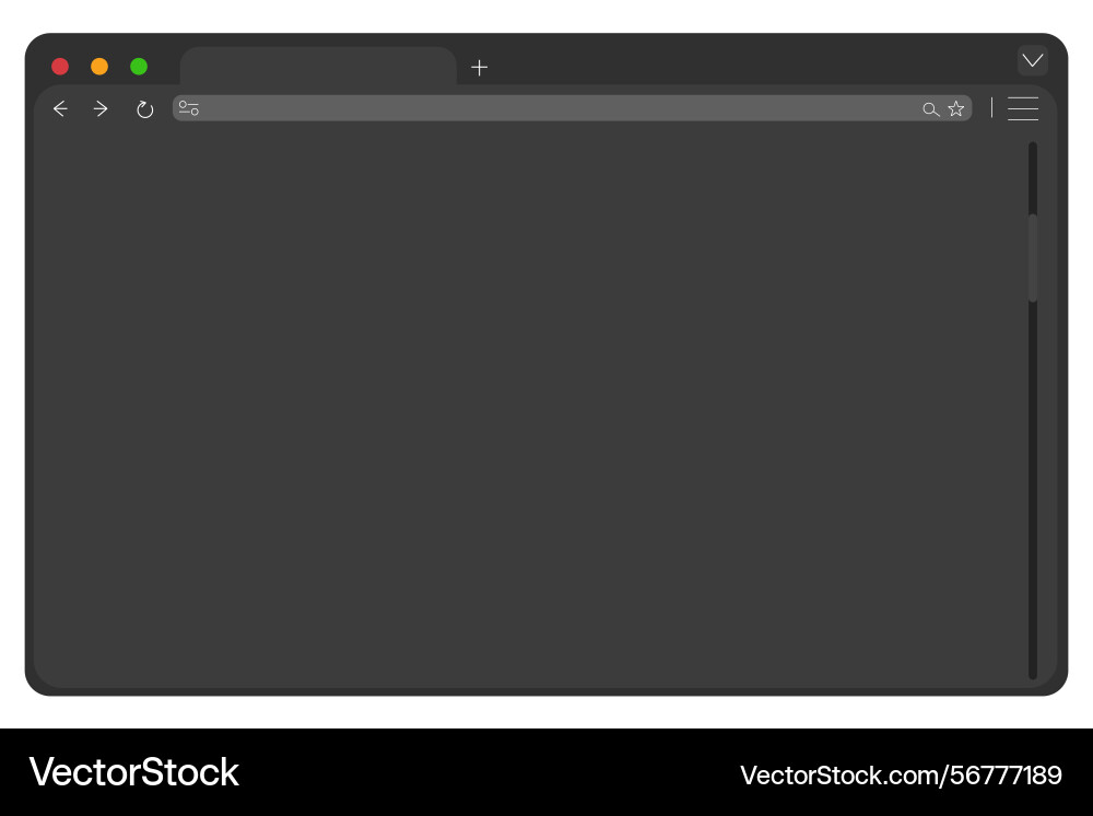 Web browser mockup window in dark mode modern flat Web browser mockup window in dark mode modern flat vector image