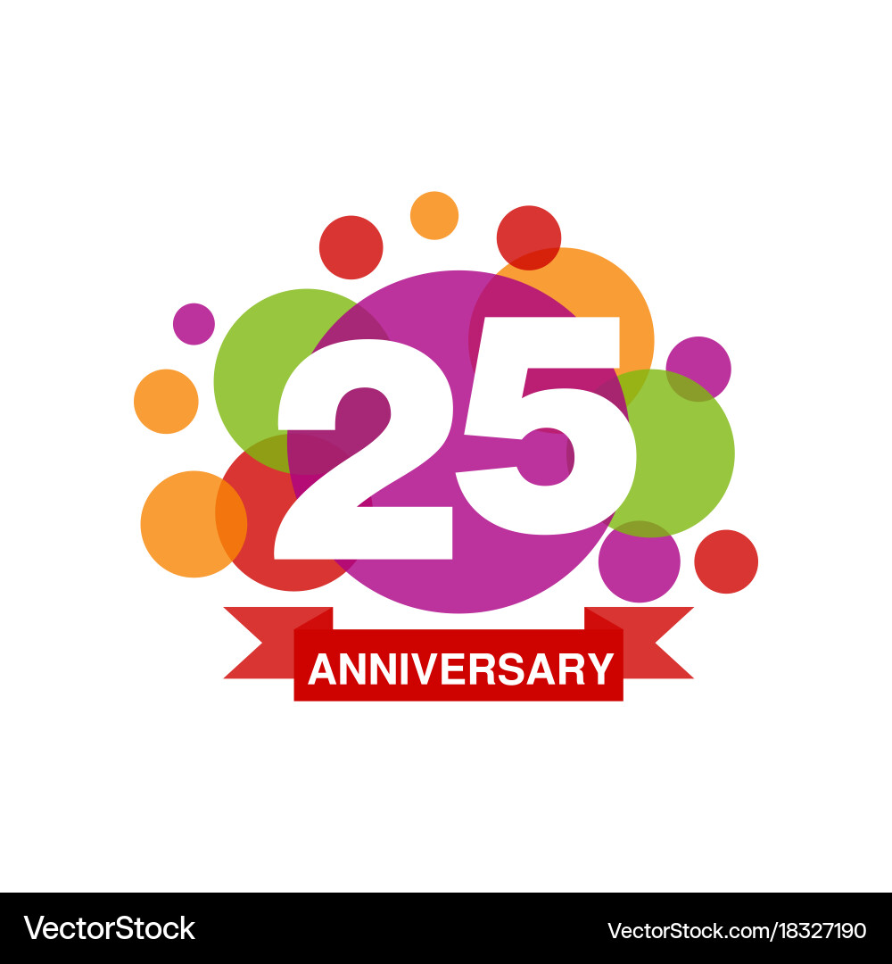 25th anniversary colored logo design happy vector image