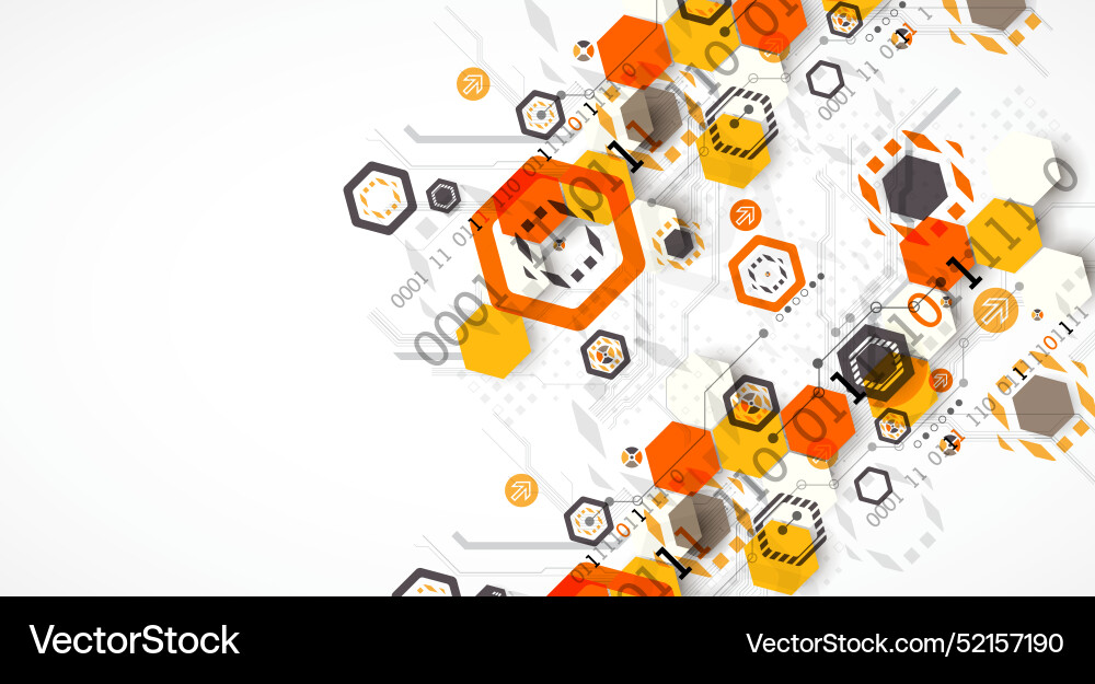 Abstract circuit board background with hexagons Abstract circuit board background with hexagons Vector Image