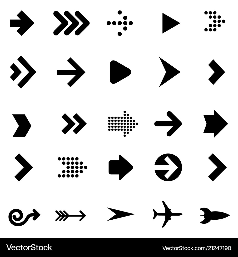 Arrow Navigation Icon Set - Flat Style vector image