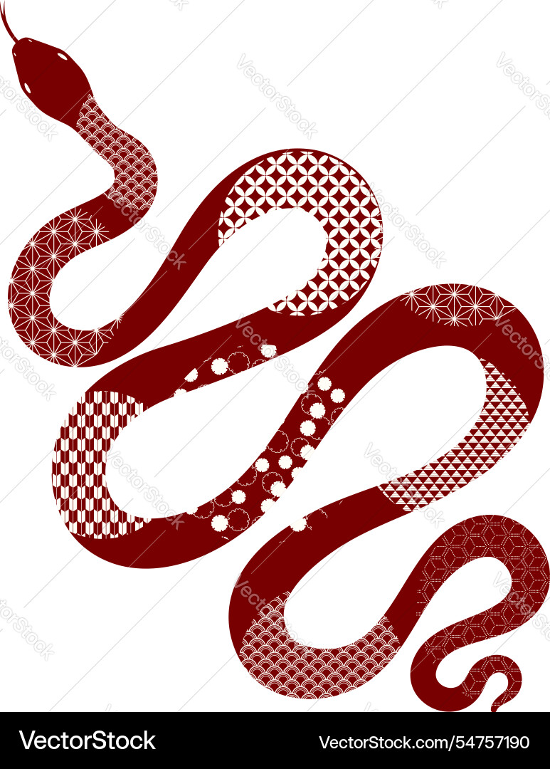 Chinese zodiac sign snake with patterns character Chinese zodiac sign snake with patterns character vector image