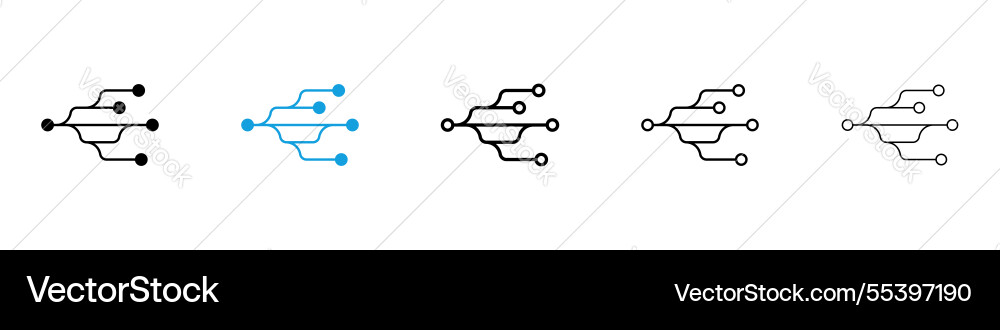 Code branch icons collection in black and blue Code branch icons collection in black and blue vector image