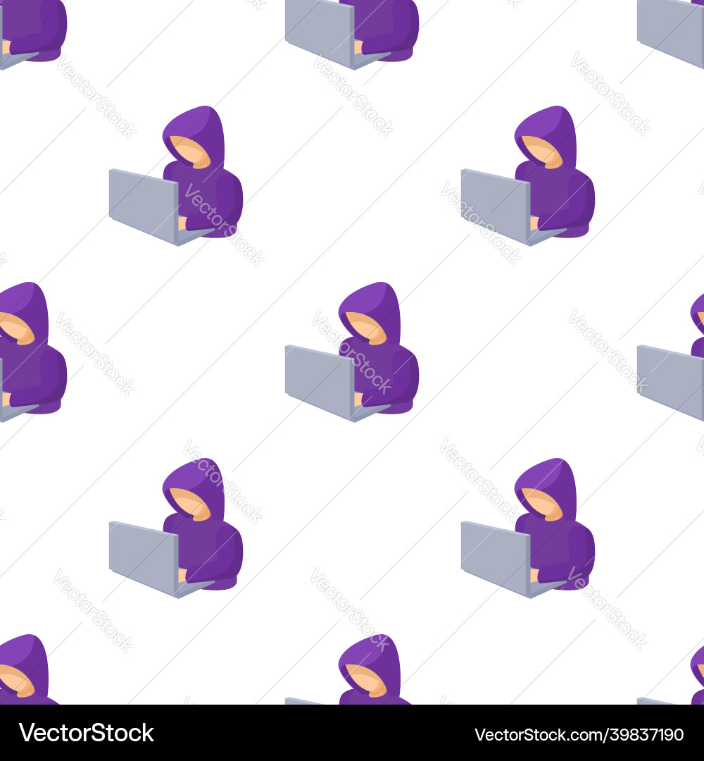 Hooded computer hacker with laptop pattern Hooded computer hacker with laptop pattern vector image