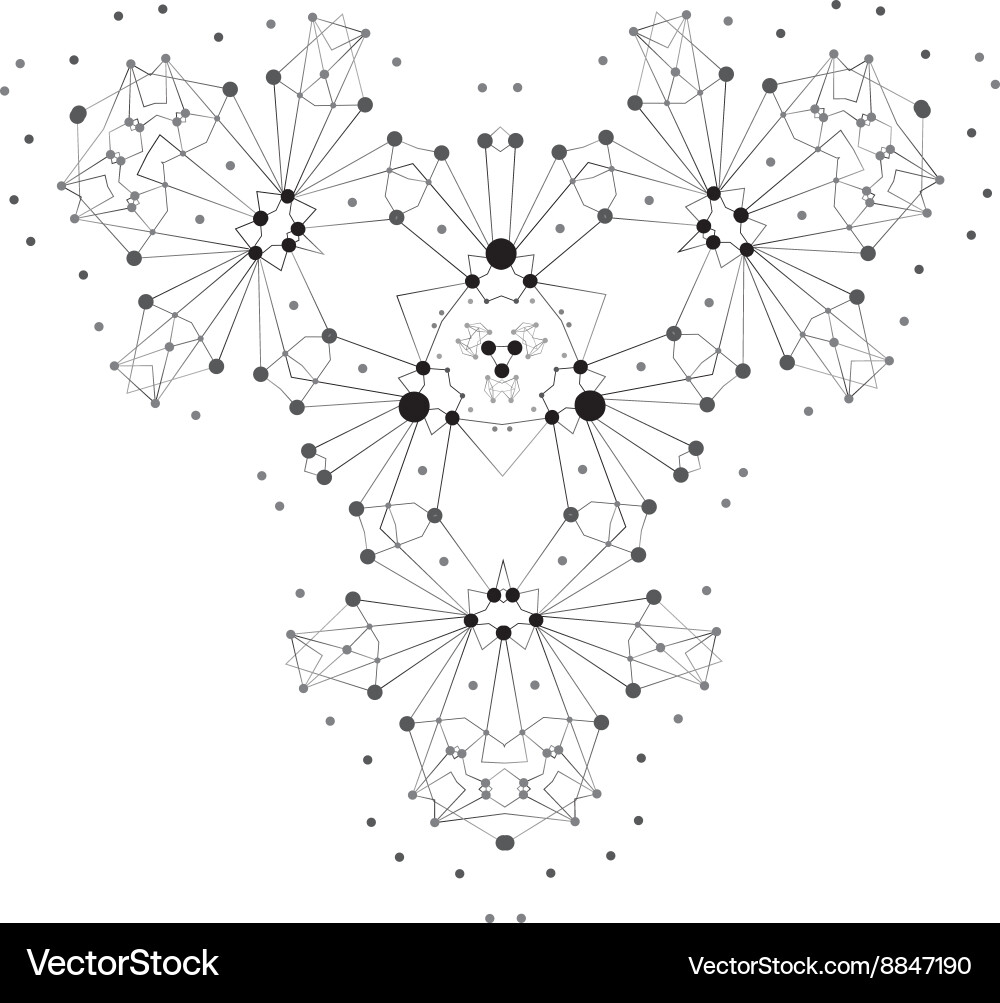 Shape molecular structure with lines and dots Vector Image