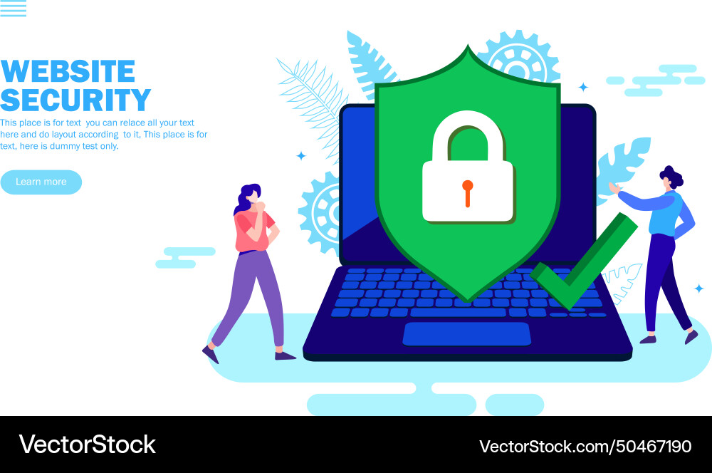 Team discussing web security with shield and lock Team discussing web security with shield and lock Vector Image