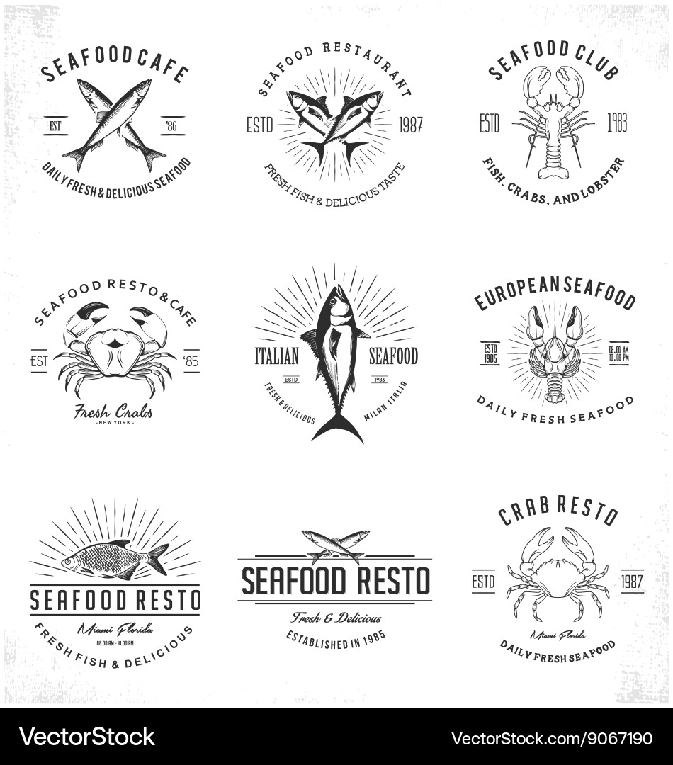 Vintage Seafood Logo - Retro Charme Vektorbild