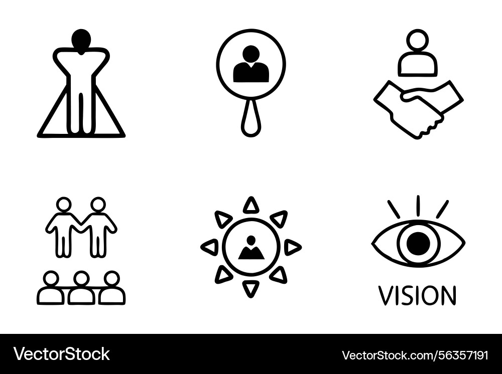 Core values represented by line art icon set Core values represented by line art icon set vector image