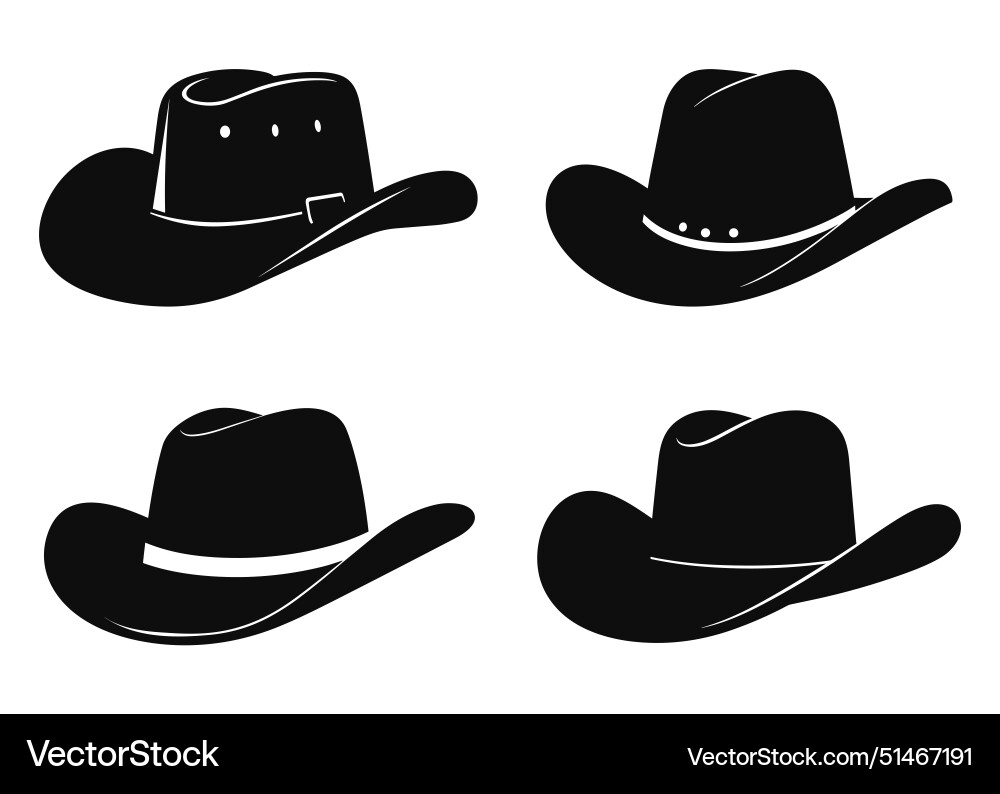 Cowboy hats black color clipart Royalty Free Vector Image
