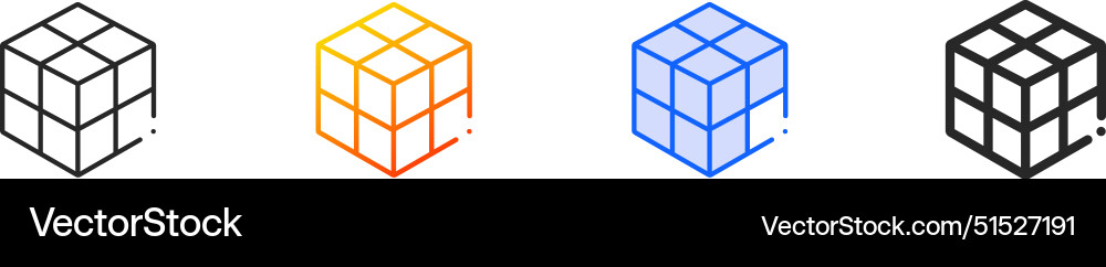 Cube iconthin linear gradient blue stroke Cube iconthin linear gradient blue stroke vector image