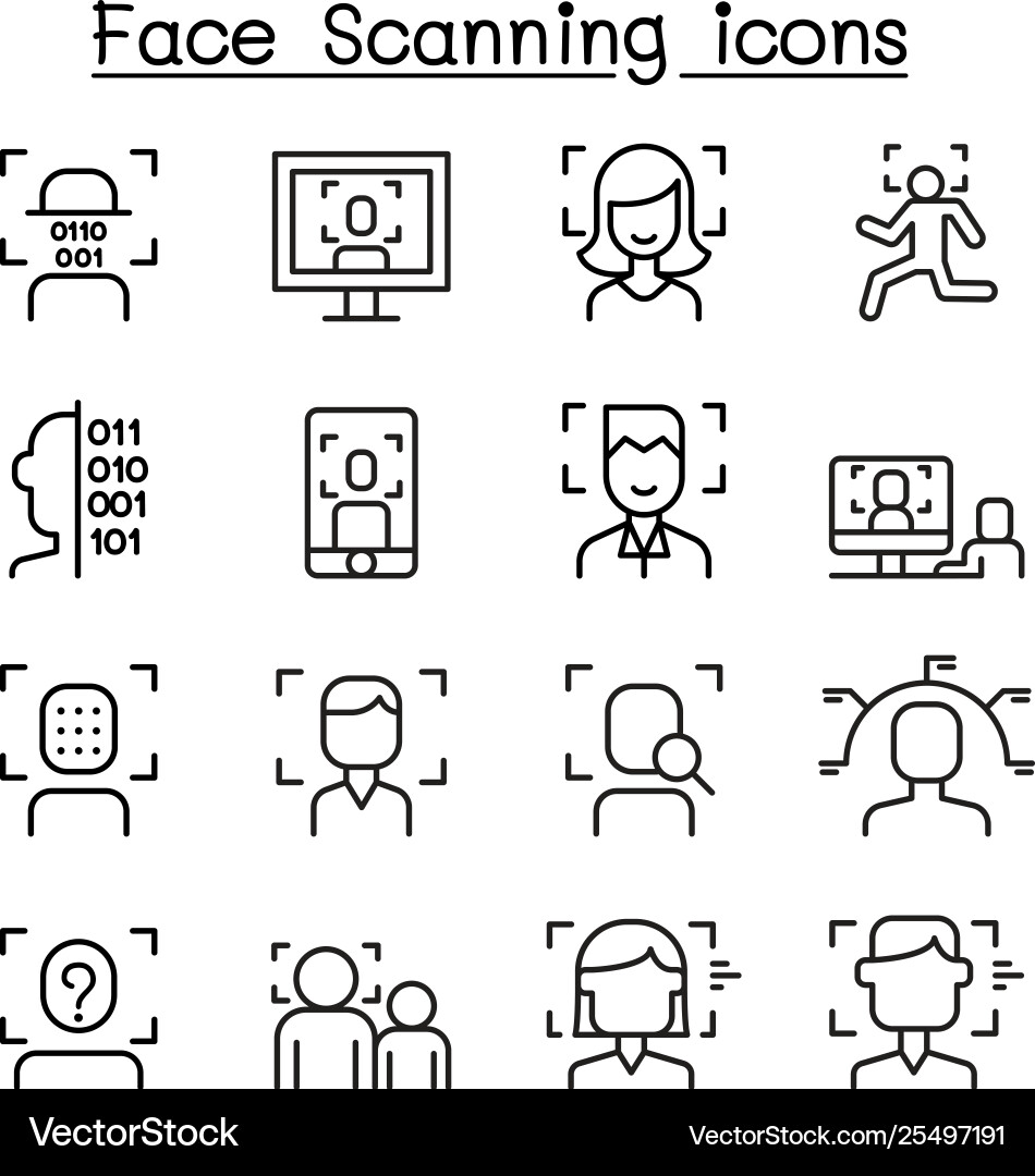 Face id detection recognition Face id detection recognition vector image