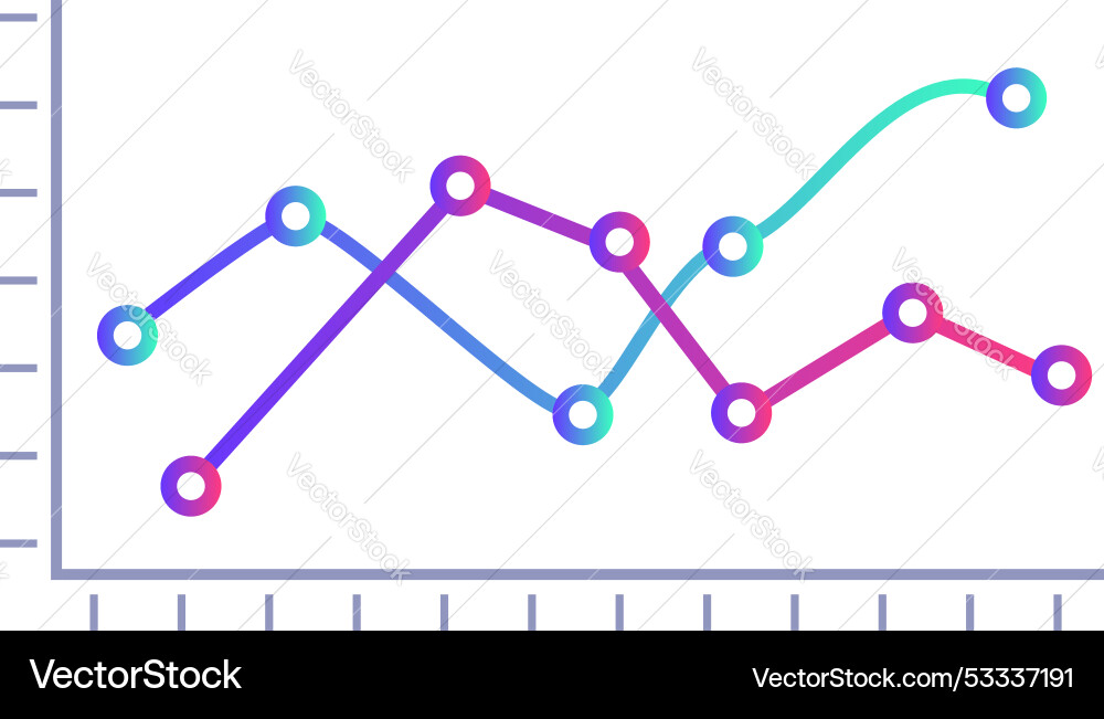 Line graph showing different data sets with upward Line graph showing different data sets with upward Vector Image