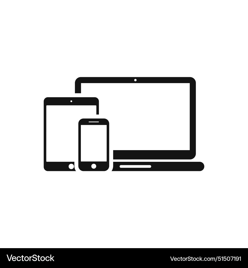 Responsive web design in laptop tablet and phone Responsive web design in laptop tablet and phone Vector Image