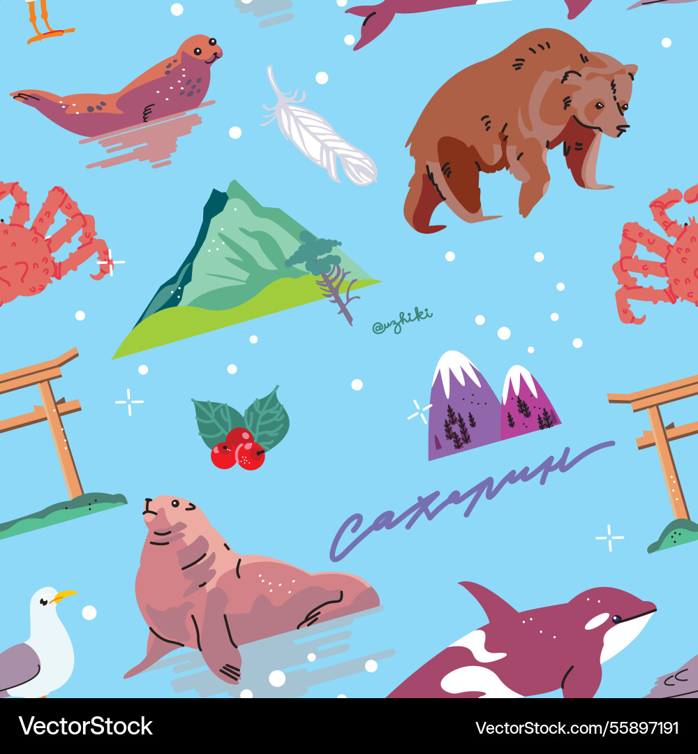 Sakhalin symbols pattern Vector Image