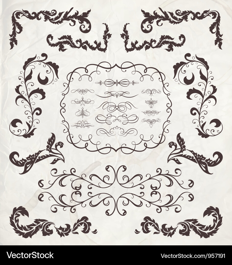 Set calligraphic design elements vector image