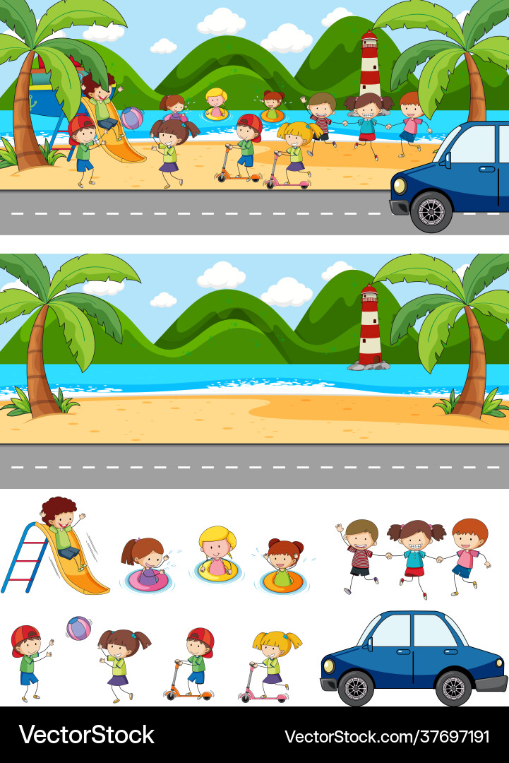 Set different horizontal scenes background Vector Image