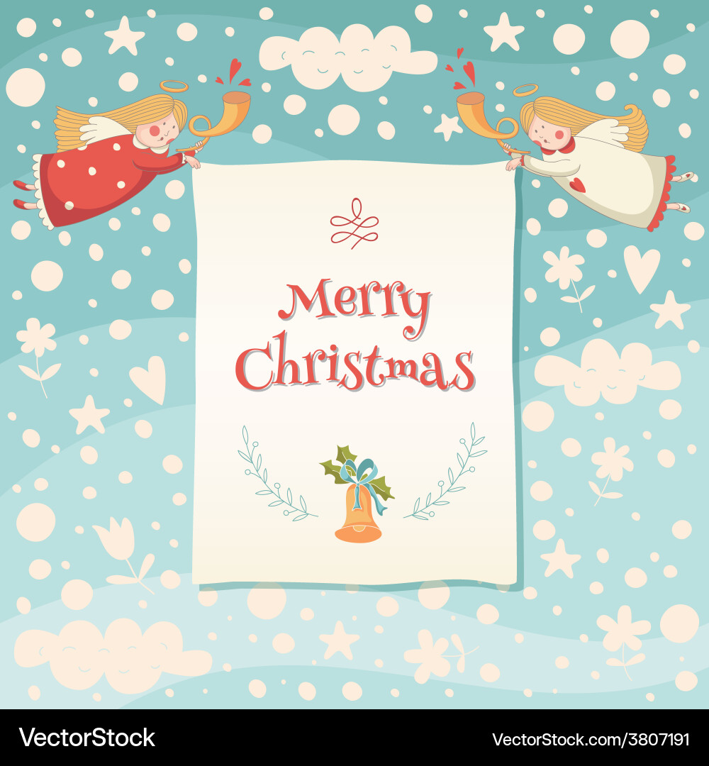 Text frame with two angels Vector Image