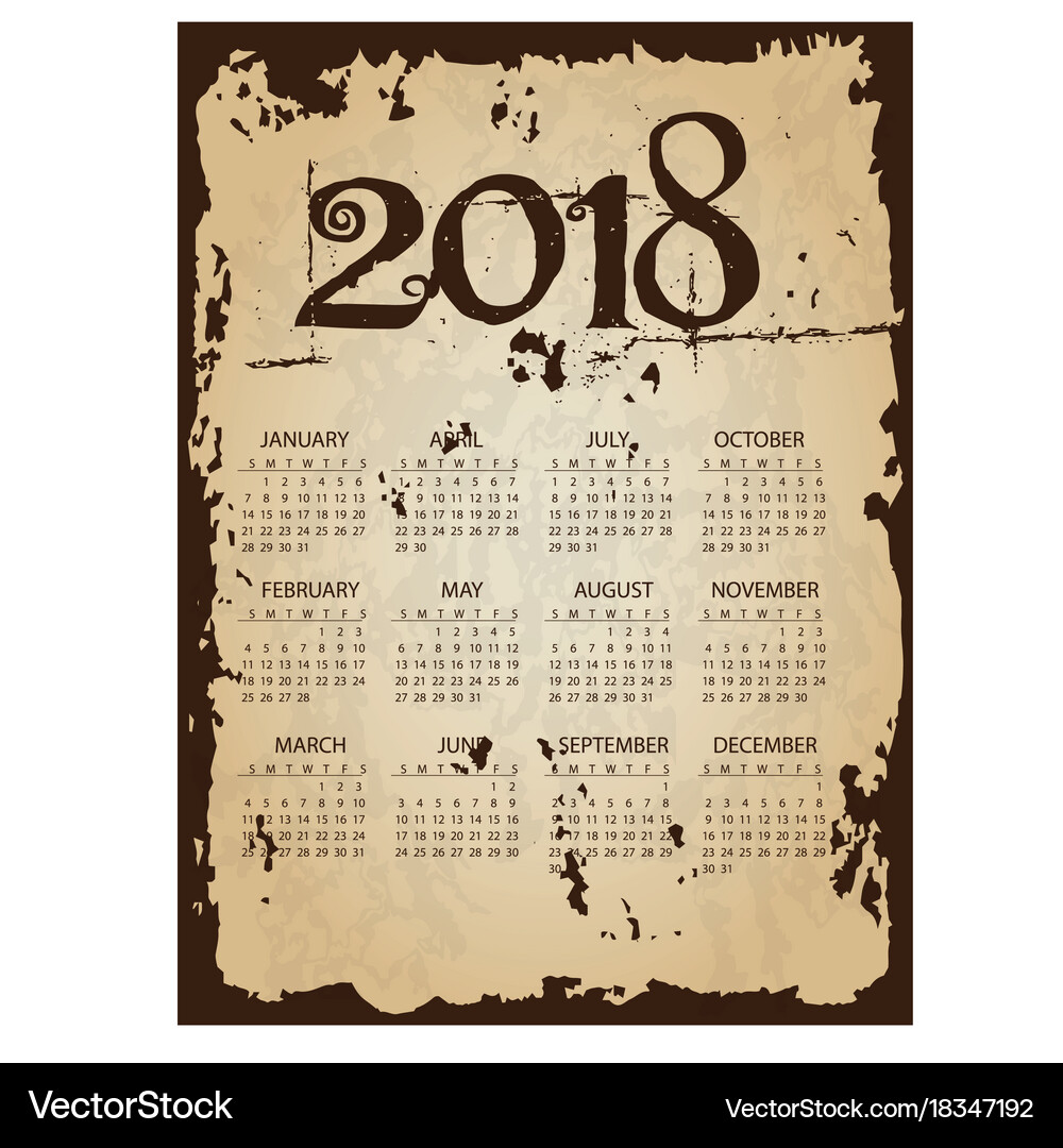 2018 simple business wall calendar with torn old – Royalty-Free