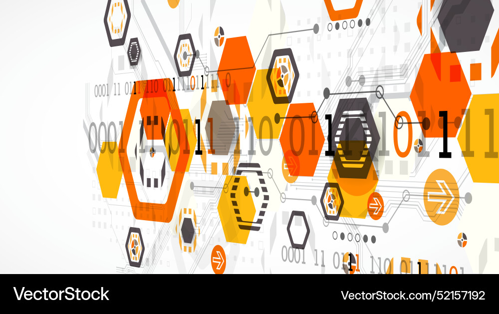 Abstract circuit board background with hexagons Abstract circuit board background with hexagons Vector Image