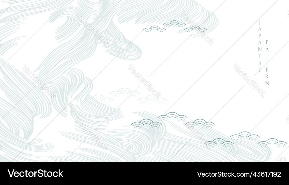 Chinese wave decorations with blue texture Vector Image