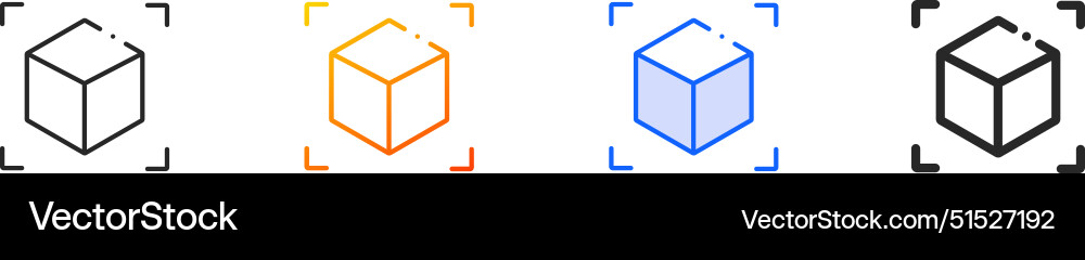 Cube iconthin linear gradient blue stroke Vector Image