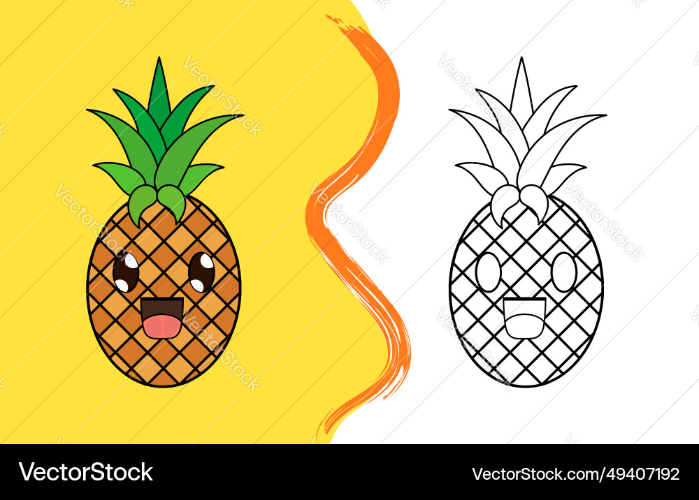 Cute cartoon a pineapple Royalty Free Vector Image