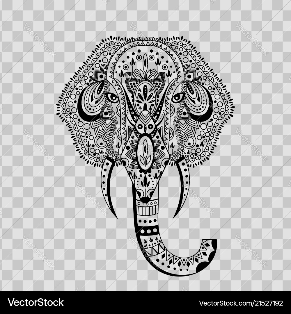 Elephant Kopfangle stilisiert auf transparent Elephant Kopfangle stilisiert auf transparent vektorbild
