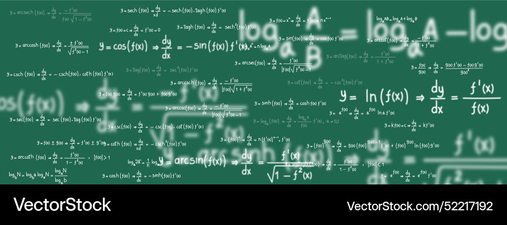 Equations and formulas of logarithms derivatives Equations and formulas of logarithms derivatives vector image
