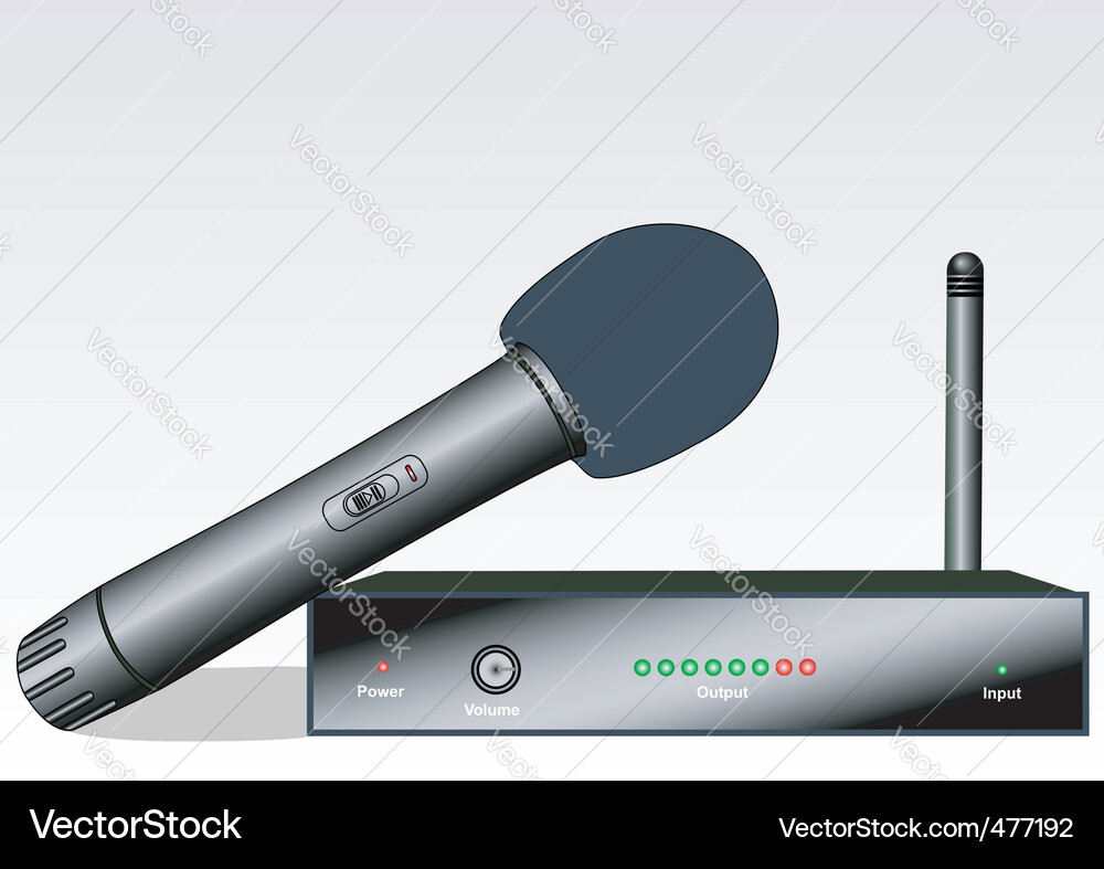 Wireless microphone with the receiver Vector Image