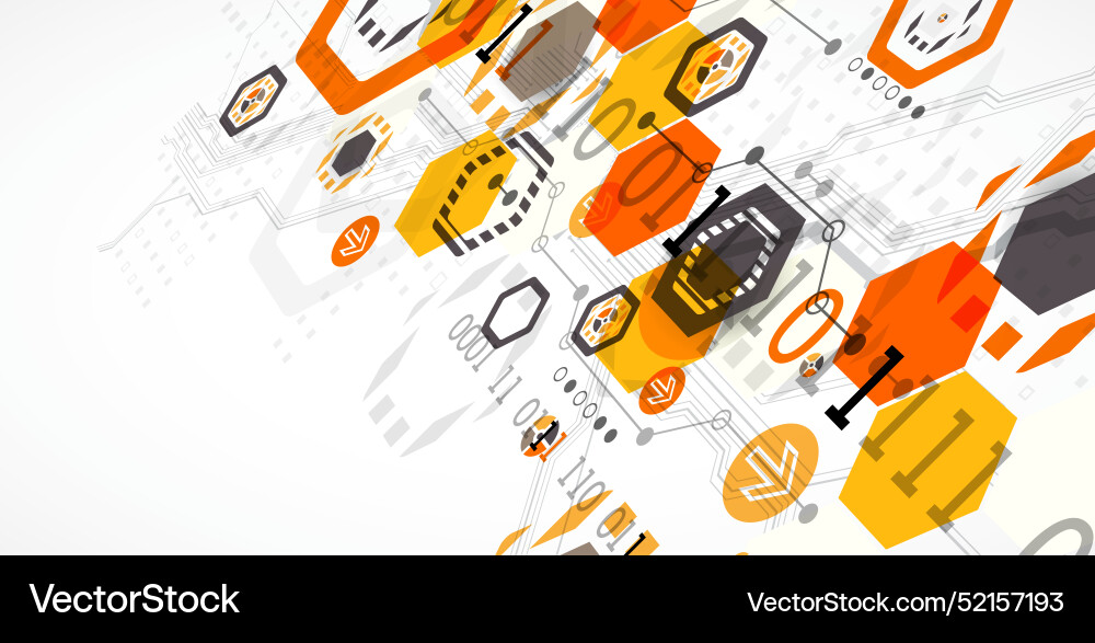 Abstract circuit board background with hexagons Vector Image